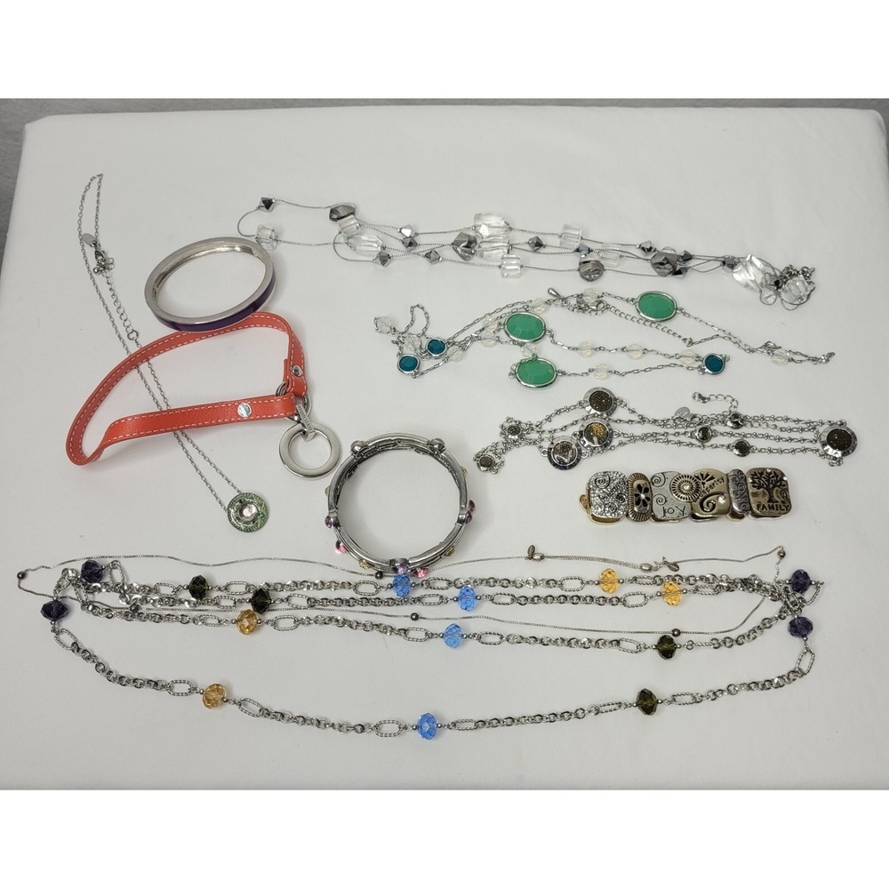 Lia Sophia Alex amd Ani Mixed Silver Jewelry Lot 6 Necklaces and‎ 4 Bracelets
